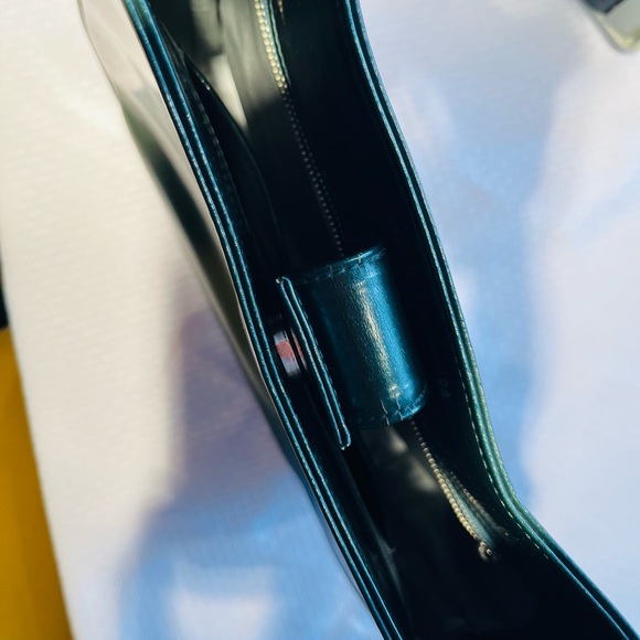 Chic Dark Green Leather Shoulder Bag by Parisjan designer Junko Shimada - Picture 7 of 8